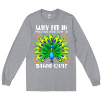 Heather Grey peacock inspired beautiful color bird (3) Long Sleeve Tee - linhVisuals