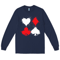 Navy playing cards poker heart spade club Long Sleeve Tee - linhVisuals