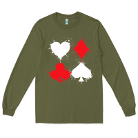 Army Green playing cards poker heart spade club Long Sleeve Tee - linhVisuals