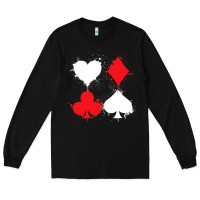 Black playing cards poker heart spade club Long Sleeve Tee - linhVisuals