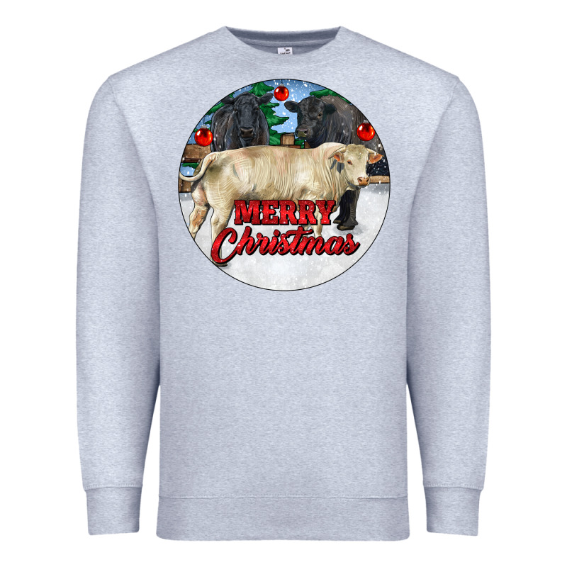 Merry Christmas Charolais Bull Premium Sweatshirt by RanaPortraitStore | Teevron