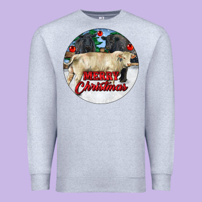 Merry Christmas Charolais Bull Premium Sweatshirt Designed By Ranaportraitstore