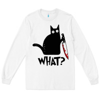 Halloween Cat With Knife What Long Sleeve Tee | Teevron