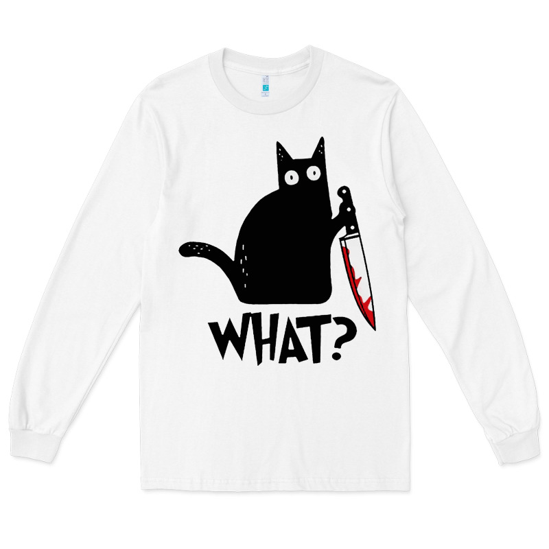 Halloween Cat With Knife What Long Sleeve Tee by linhVisuals | Teevron