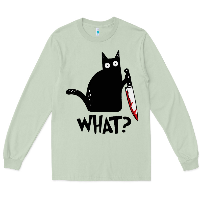 Halloween Cat With Knife What Long Sleeve Tee by linhVisuals | Teevron