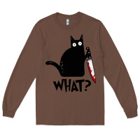 Chestnut Halloween Cat With Knife What Long Sleeve Tee - linhVisuals