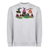 Heather Grey Happy Halloween Gnome Pumpkin Heavyweight Sweatshirt - RanaPortraitStore