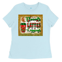 Baby Blue flannels lattes leggings tumbler Ladies Tee - BundleAndBundleShop