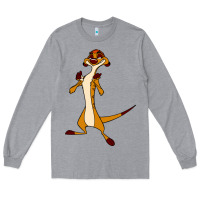Heather Grey Timon Funny Long Sleeve Tee - linhVisuals