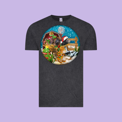 Christmas  Farm Animals Vintage Tee Designed By Fadigitalartstudio