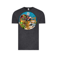 Vintage Black Christmas  farm animals Vintage Tee - FaDigitalArtStudio