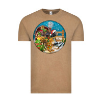Vintage Coffee Christmas  farm animals Vintage Tee - FaDigitalArtStudio