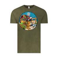 Vintage Olive Christmas  farm animals Vintage Tee - FaDigitalArtStudio