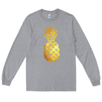 Heather Grey gold pineapple Long Sleeve Tee - linhVisuals