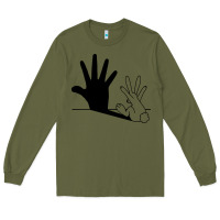 Army Green rabbit hand shadow Long Sleeve Tee - linhVisuals