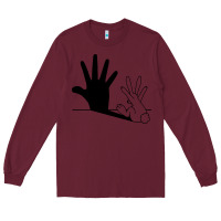 Burgundy rabbit hand shadow Long Sleeve Tee - linhVisuals