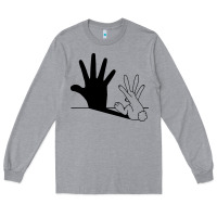 Heather Grey rabbit hand shadow Long Sleeve Tee - linhVisuals