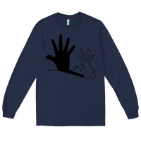 Navy rabbit hand shadow Long Sleeve Tee - linhVisuals