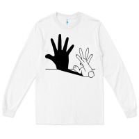 White rabbit hand shadow Long Sleeve Tee - linhVisuals