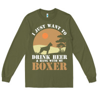 Army Green boxer beer dog lover t  shirt boxer beer dog lover t  shirt Long Sleeve Tee - linhVisuals