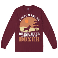Burgundy boxer beer dog lover t  shirt boxer beer dog lover t  shirt Long Sleeve Tee - linhVisuals