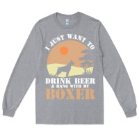 Heather Grey boxer beer dog lover t  shirt boxer beer dog lover t  shirt Long Sleeve Tee - linhVisuals