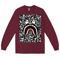 Burgundy Bape Shark Army Long Sleeve Tee - linhVisuals