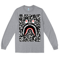 Heather Grey Bape Shark Army Long Sleeve Tee - linhVisuals