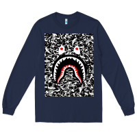 Navy Bape Shark Army Long Sleeve Tee - linhVisuals