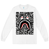 White Bape Shark Army Long Sleeve Tee - linhVisuals