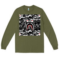 Army Green Bape Shark Army Long Sleeve Tee - linhVisuals