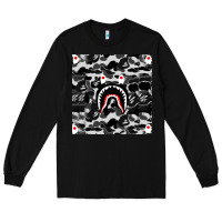 Black Bape Shark Army Long Sleeve Tee - linhVisuals