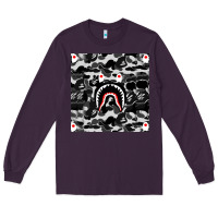 Plum Bape Shark Army Long Sleeve Tee - linhVisuals