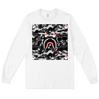 White Bape Shark Army Long Sleeve Tee - linhVisuals