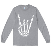 Heather Grey rock on skeleton hand Long Sleeve Tee - linhVisuals