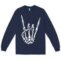 Navy rock on skeleton hand Long Sleeve Tee - linhVisuals