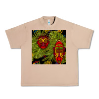 Burro african masks and monstera leaf seamless pattern Urban Heavy Tee - BundleAndBundleShop