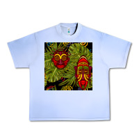 Grape Ice african masks and monstera leaf seamless pattern Urban Heavy Tee - BundleAndBundleShop