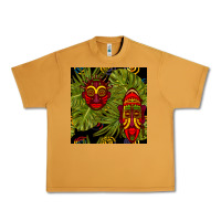 Peanut Butter african masks and monstera leaf seamless pattern Urban Heavy Tee - BundleAndBundleShop