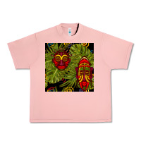 Salmon african masks and monstera leaf seamless pattern Urban Heavy Tee - BundleAndBundleShop