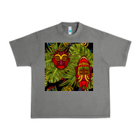 Tornado african masks and monstera leaf seamless pattern Urban Heavy Tee - BundleAndBundleShop