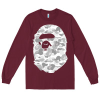 Burgundy Gorilla Head Shot Long Sleeve Tee - linhVisuals