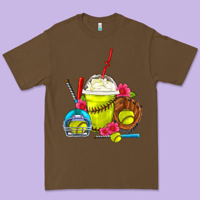 Softball Frappe Coffee Premium Tee Designed By Fadigitalartstudio