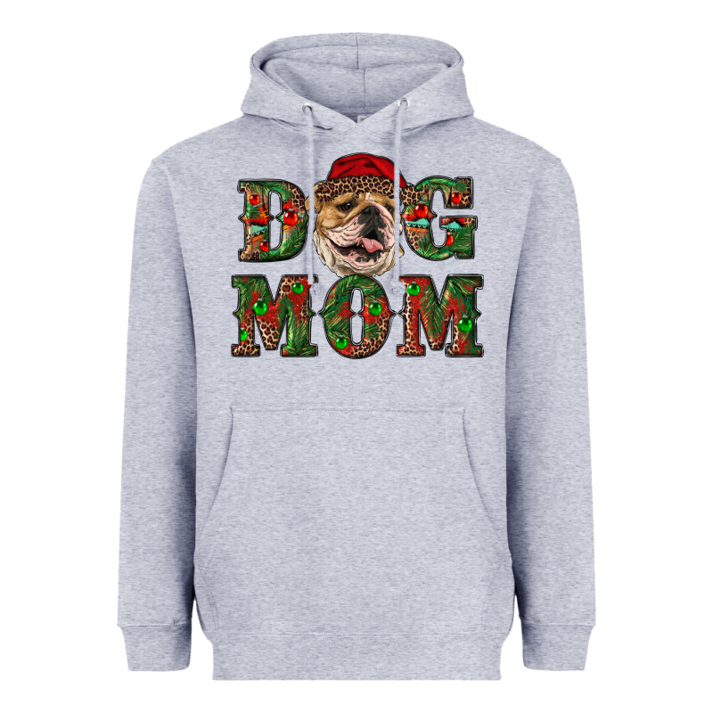 Christmas English Bulldog Mom Heavyweight Hoodie by RanaPortraitStore | Teevron