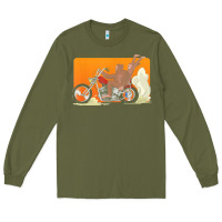 Army Green bigfoot t  shirt bigfoot riding motorcycle for biker sasquatch chick t Long Sleeve Tee - linhVisuals