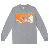 Heather Grey bigfoot t  shirt bigfoot riding motorcycle for biker sasquatch chick t Long Sleeve Tee - linhVisuals