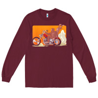 Burgundy bigfoot t  shirt bigfoot riding motorcycle for biker sasquatch chick t Long Sleeve Tee - linhVisuals
