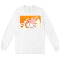 White bigfoot t  shirt bigfoot riding motorcycle for biker sasquatch chick t Long Sleeve Tee - linhVisuals