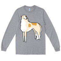 Heather Grey borzoi Long Sleeve Tee - linhVisuals