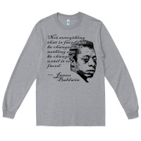 Heather Grey james baldwin Long Sleeve Tee - linhVisuals